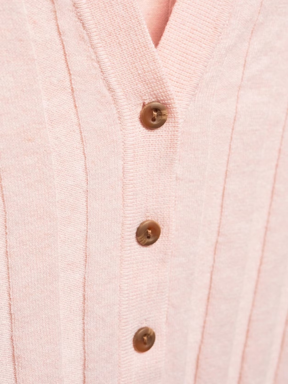 Mango Light Pink Ribbed V-Neck Button Cardigan - Picture 2 of 2